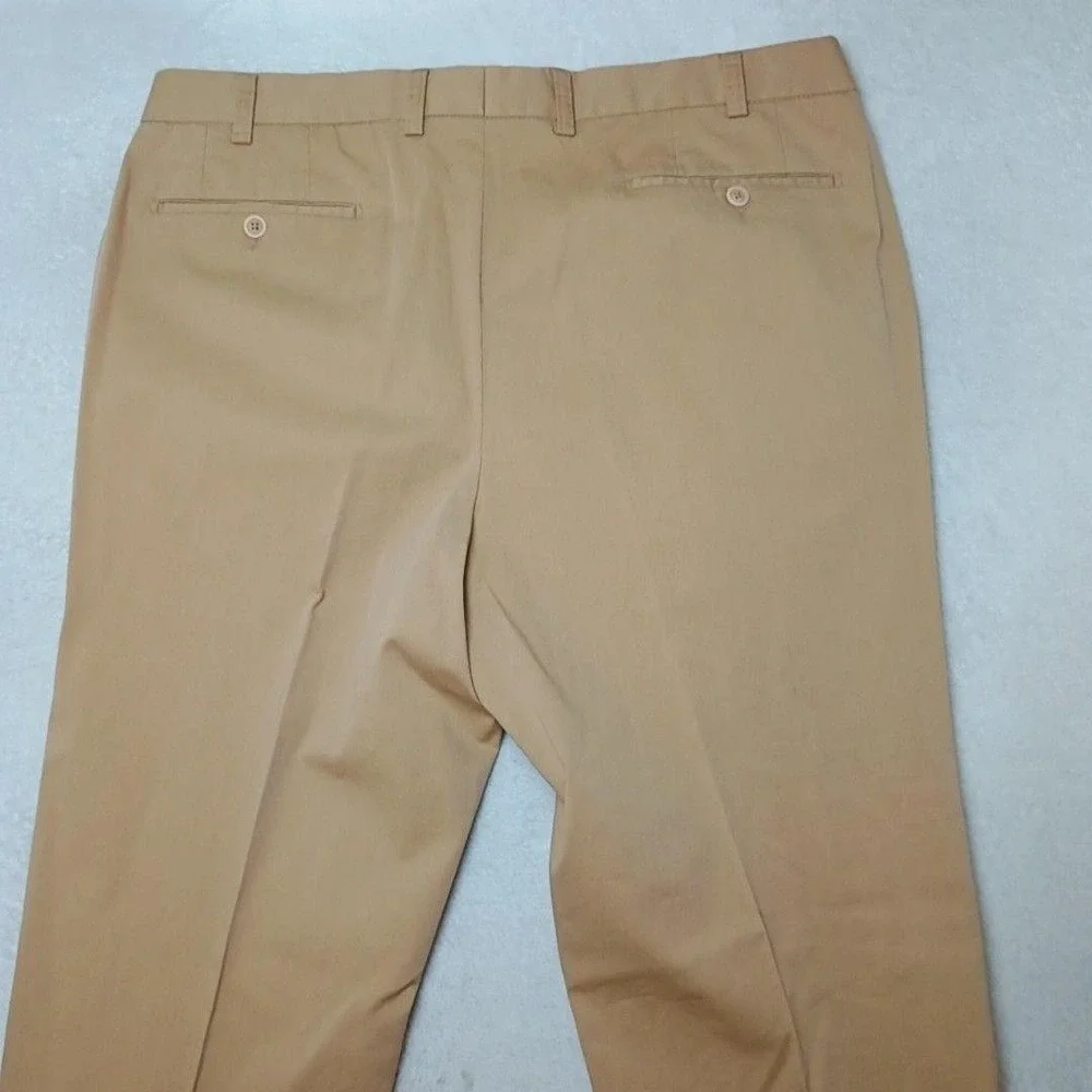 Paul Stuart Pants Men 38x30 Beige Dress Straight Flat Hartford Cotton Spandex